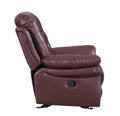 Leather Air Upholstered Reclining Chair With Fiber Back Burgundy Foam Leather