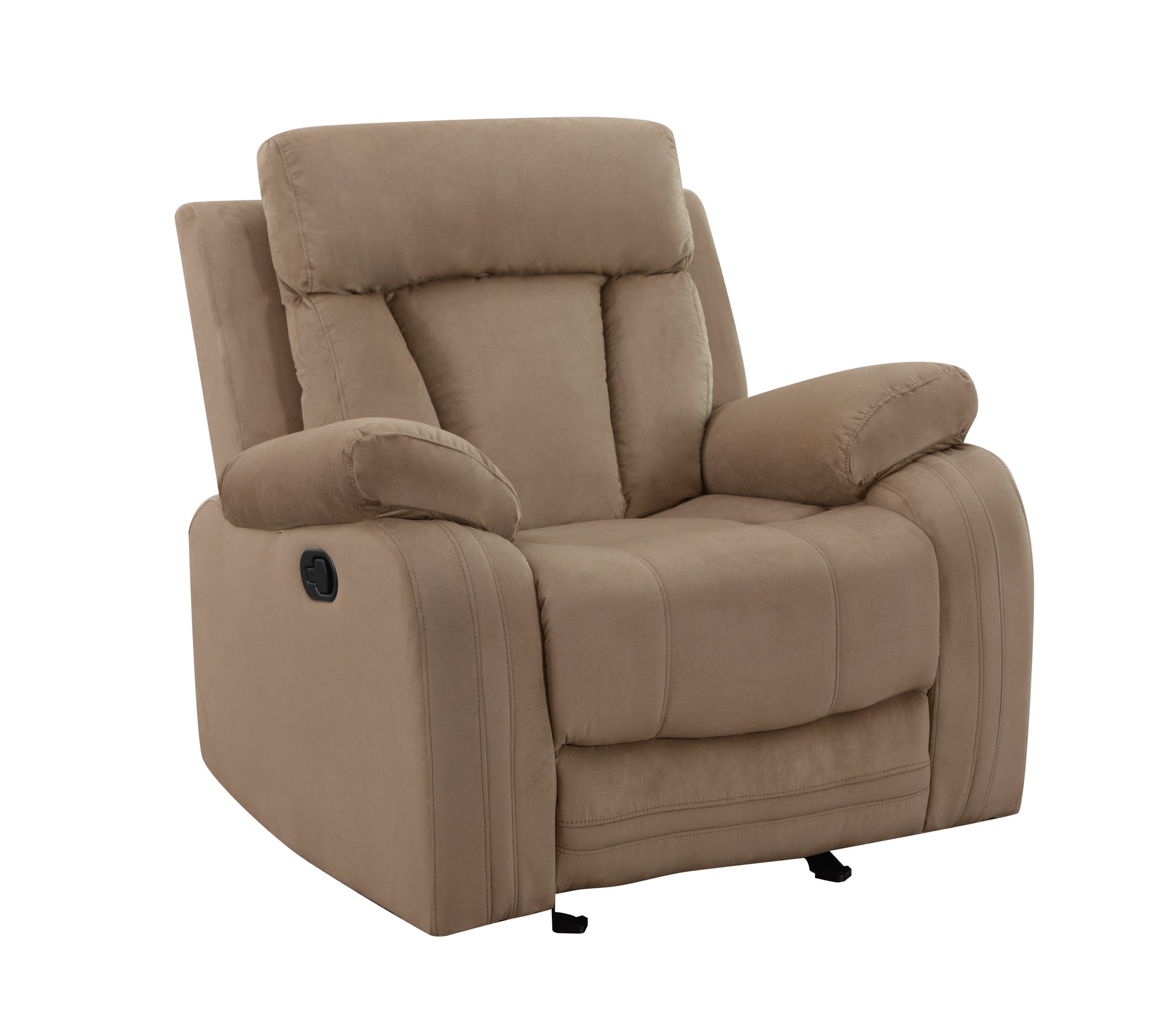 Reclining Transitional Microfiber Fabric Chair Beige Foam Fabric