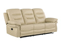 Leather Air Upholstered Reclining Sofa With Fiber Back Beige Foam Leather