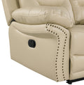 Leather Air Upholstered Reclining Sofa With Fiber Back Beige Foam Leather