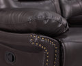 Leather Air Upholstered Reclining Console Loveseat With Fiber Back Brown Foam Leather