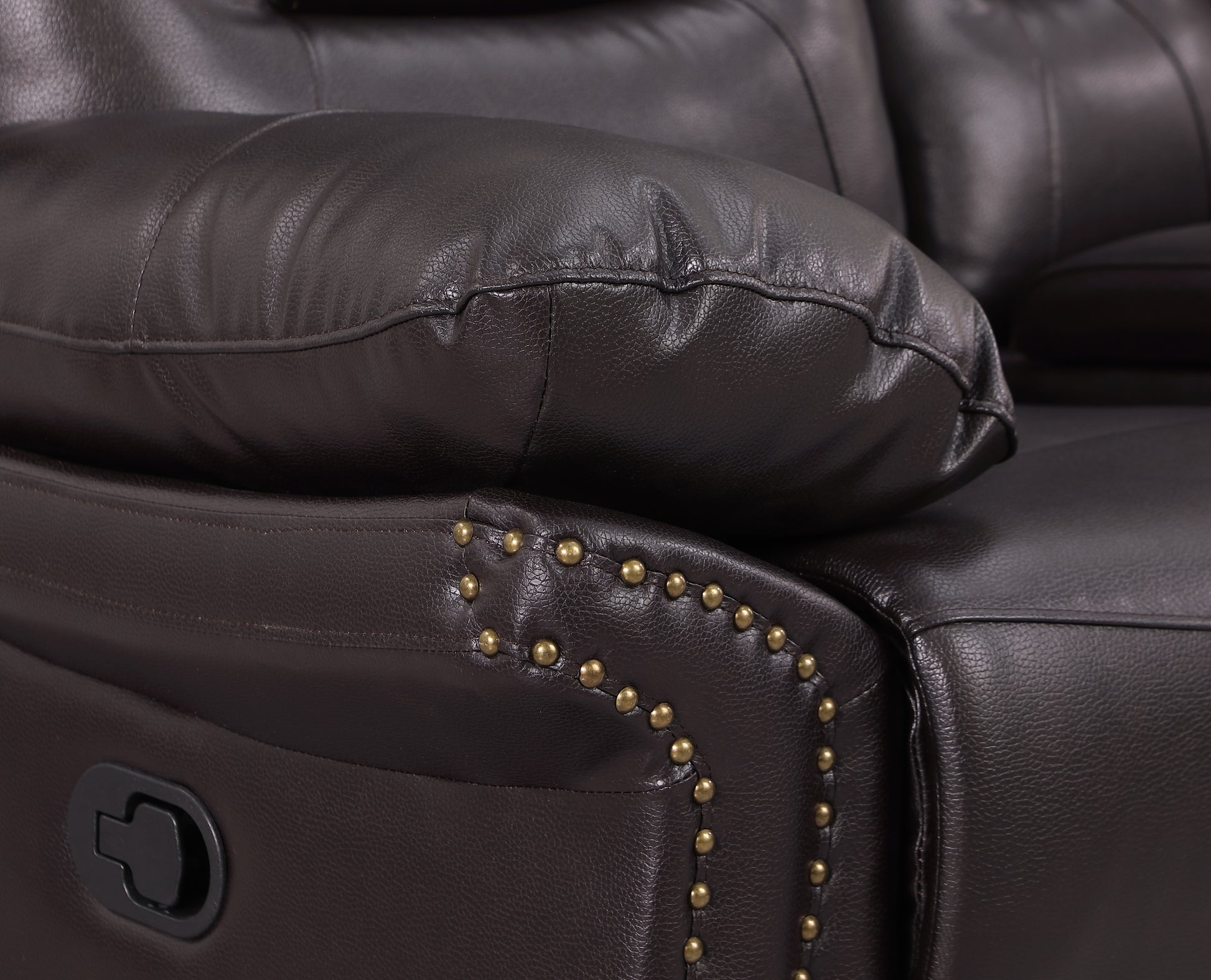 Leather Air Upholstered Reclining Chair With Fiber Back Brown Foam Leather