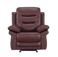 Leather Air Upholstered Reclining Chair With Fiber Back Burgundy Foam Leather