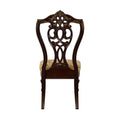 Formal Traditional Dining Chairs 2Pc Set Dark Cherry Finish With Gold Tipping Jacquard Fabric Upholstered Extravagant Carving Dining Room Furniture Cherry Dining Room European,Traditional Side Chair Wood