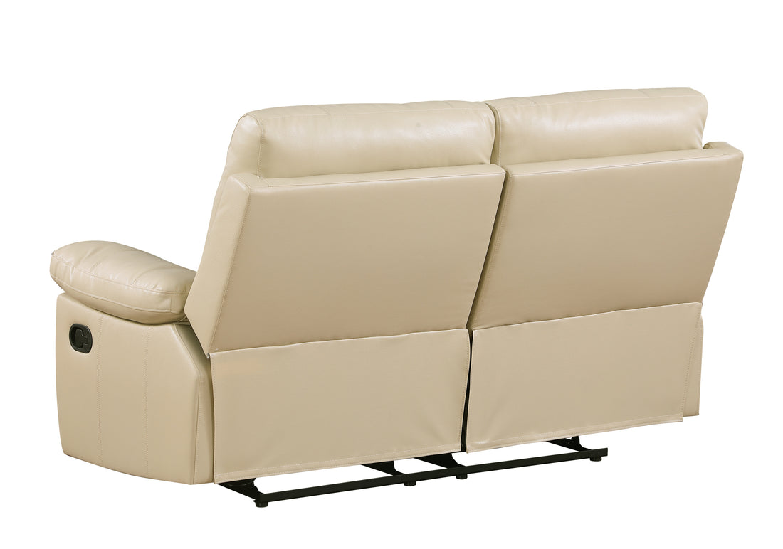 Leather Air Recliining Loveseat Beige Foam Leather