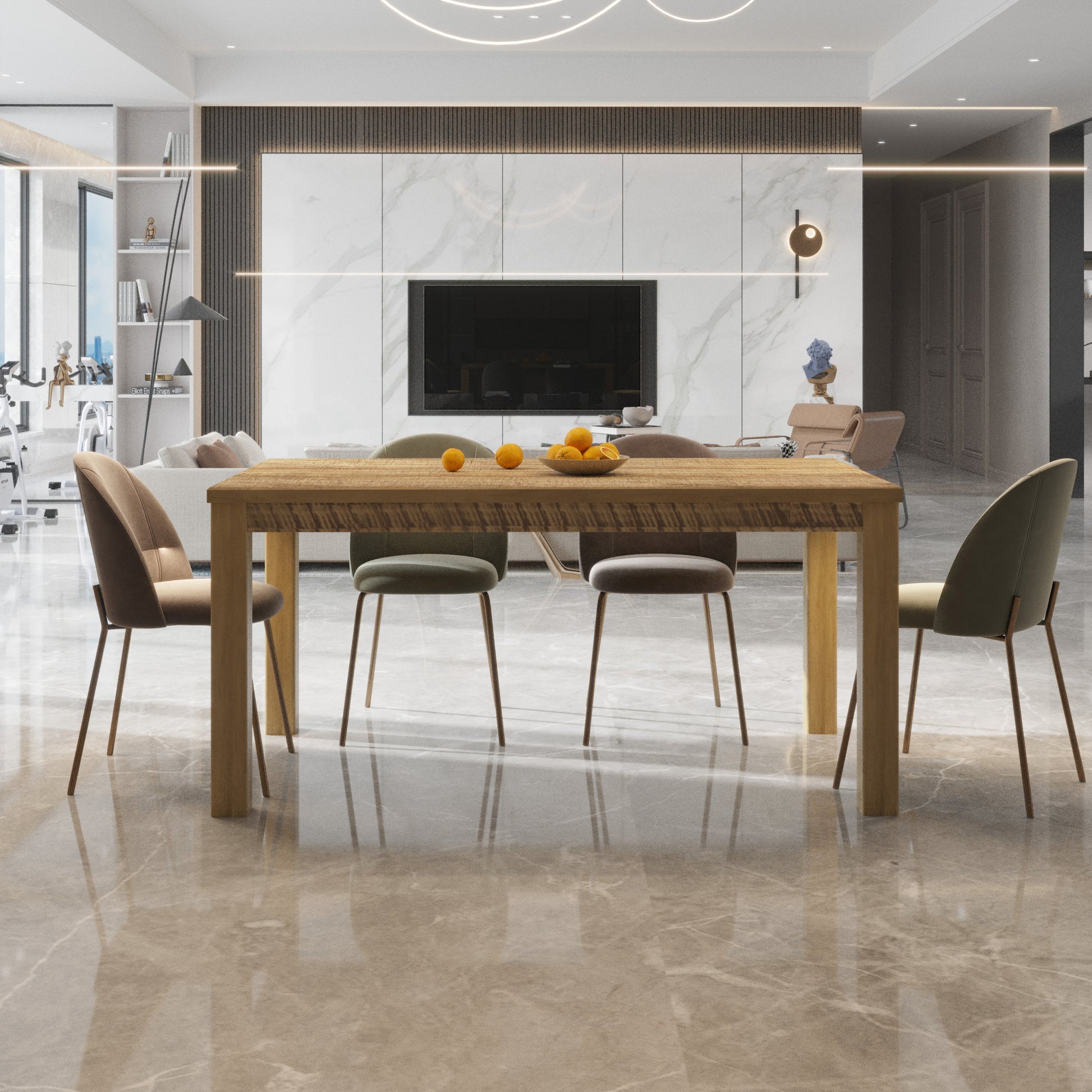 Albany 63 Inches Solid Wood Dining Table For 6, Small Kitchen Table, Dinner Table, Breakfast Table Walnut Solid Wood