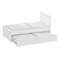 White Twin Trundle Bed, Heavy Duty Malibu Solid Wood Bed Frame With Twin Size Pull Out Toddler Trundle Bed For Kids White Solid Wood