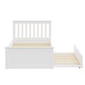 White Twin Trundle Bed, Heavy Duty Malibu Solid Wood Bed Frame With Twin Size Pull Out Toddler Trundle Bed For Kids White Solid Wood