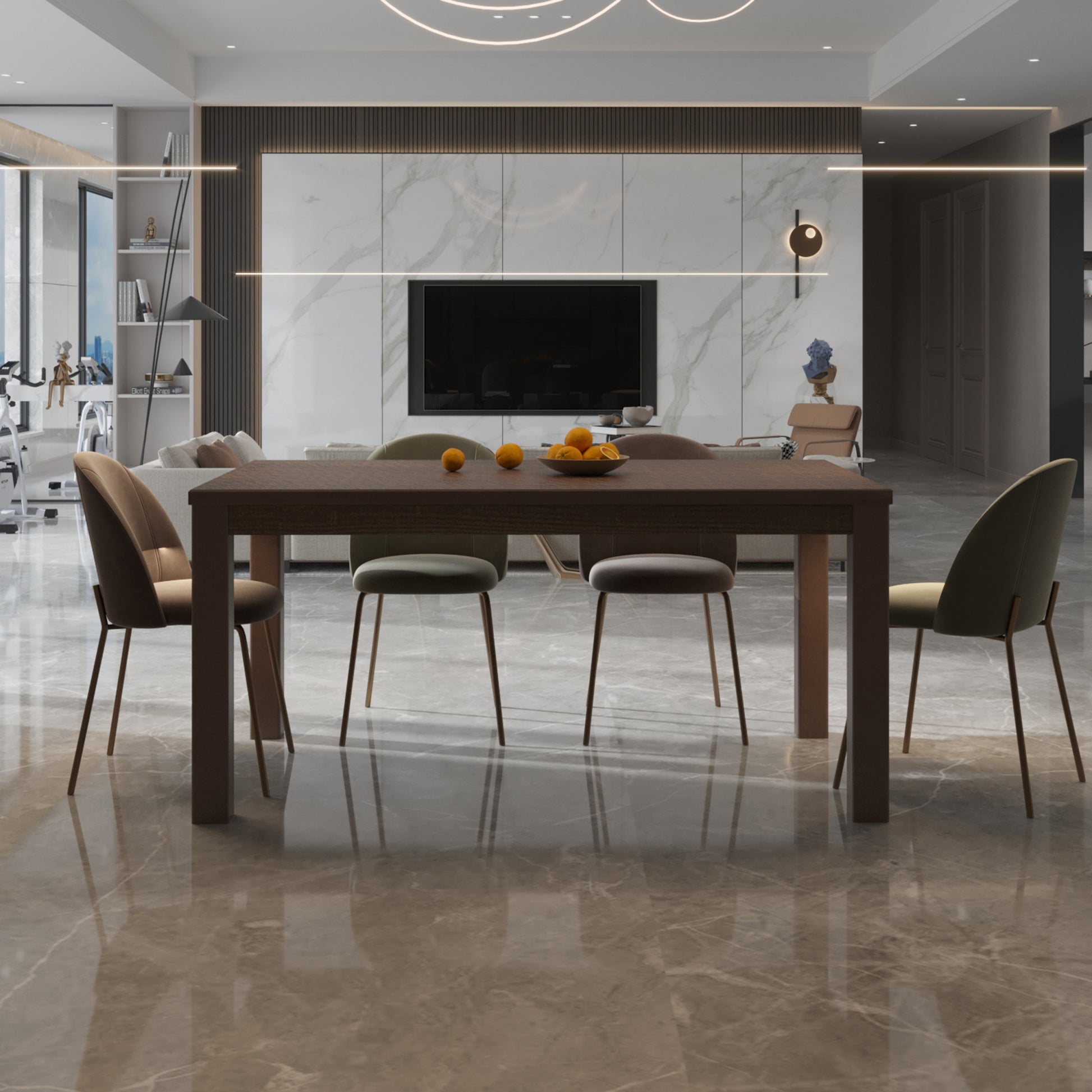 Albany 63 Inches Solid Wood Dining Table For 6, Small Kitchen Table, Dinner Table, Breakfast Table Espresso Solid Wood