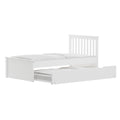 White Twin Trundle Bed, Heavy Duty Malibu Solid Wood Bed Frame With Twin Size Pull Out Toddler Trundle Bed For Kids White Solid Wood