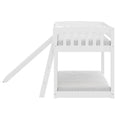 Kids Bunk Bed Twin Over Twin With Slide And Stairs, Heavy Duty Solid Wood Twin Bunk Beds, Toddler Bed Frame With Safety Guardrails, White White Solid Wood