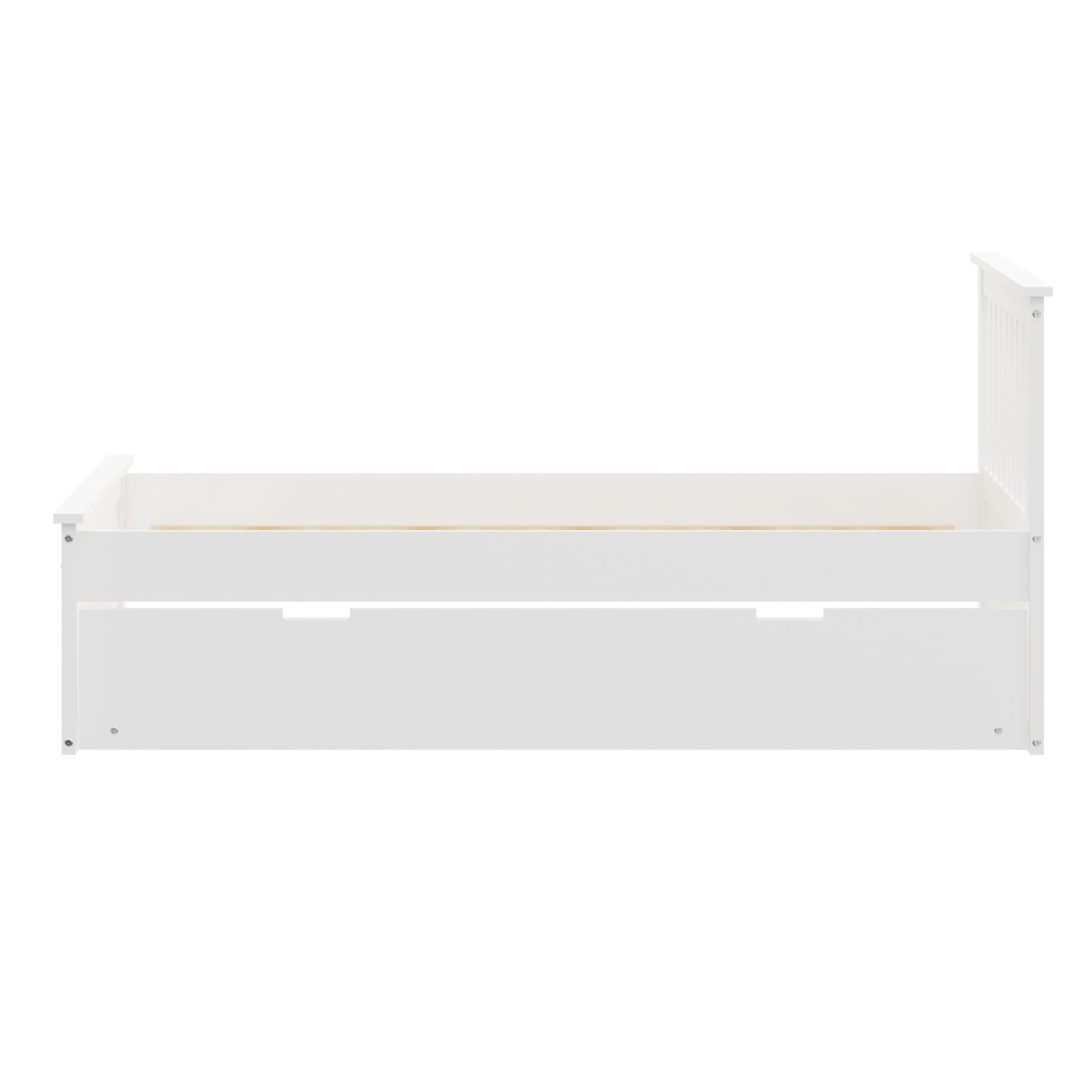 White Twin Trundle Bed, Heavy Duty Malibu Solid Wood Bed Frame With Twin Size Pull Out Toddler Trundle Bed For Kids White Solid Wood