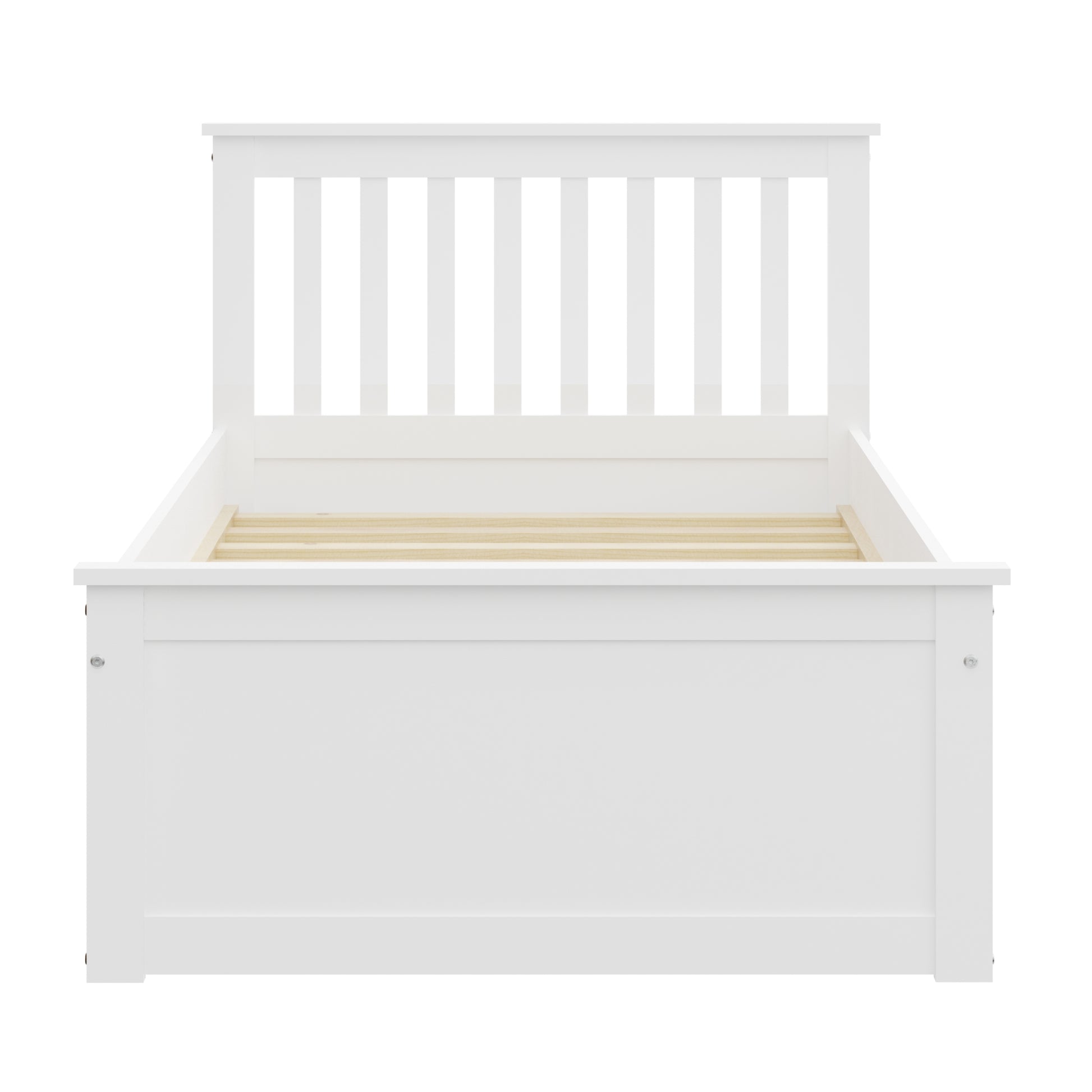 White Twin Trundle Bed, Heavy Duty Malibu Solid Wood Bed Frame With Twin Size Pull Out Toddler Trundle Bed For Kids White Solid Wood