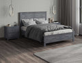 Albany 3 Piece Full Bed Set, Heavy Duty Solid Wood Full Size Bed Frame With Bedside Table Set Of 2, Grey Gray Solid Wood