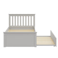 Gray Twin Trundle Bed, Heavy Duty Malibu Solid Wood Bed Frame With Twin Size Pull Out Toddler Trundle Bed For Kids Gray Solid Wood