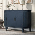 Accent Storage Cabinet Sideboard Wooden Cabinet With Antique Pattern Doors For Hallway, Entryway, Living Room Navy Blue Mdf