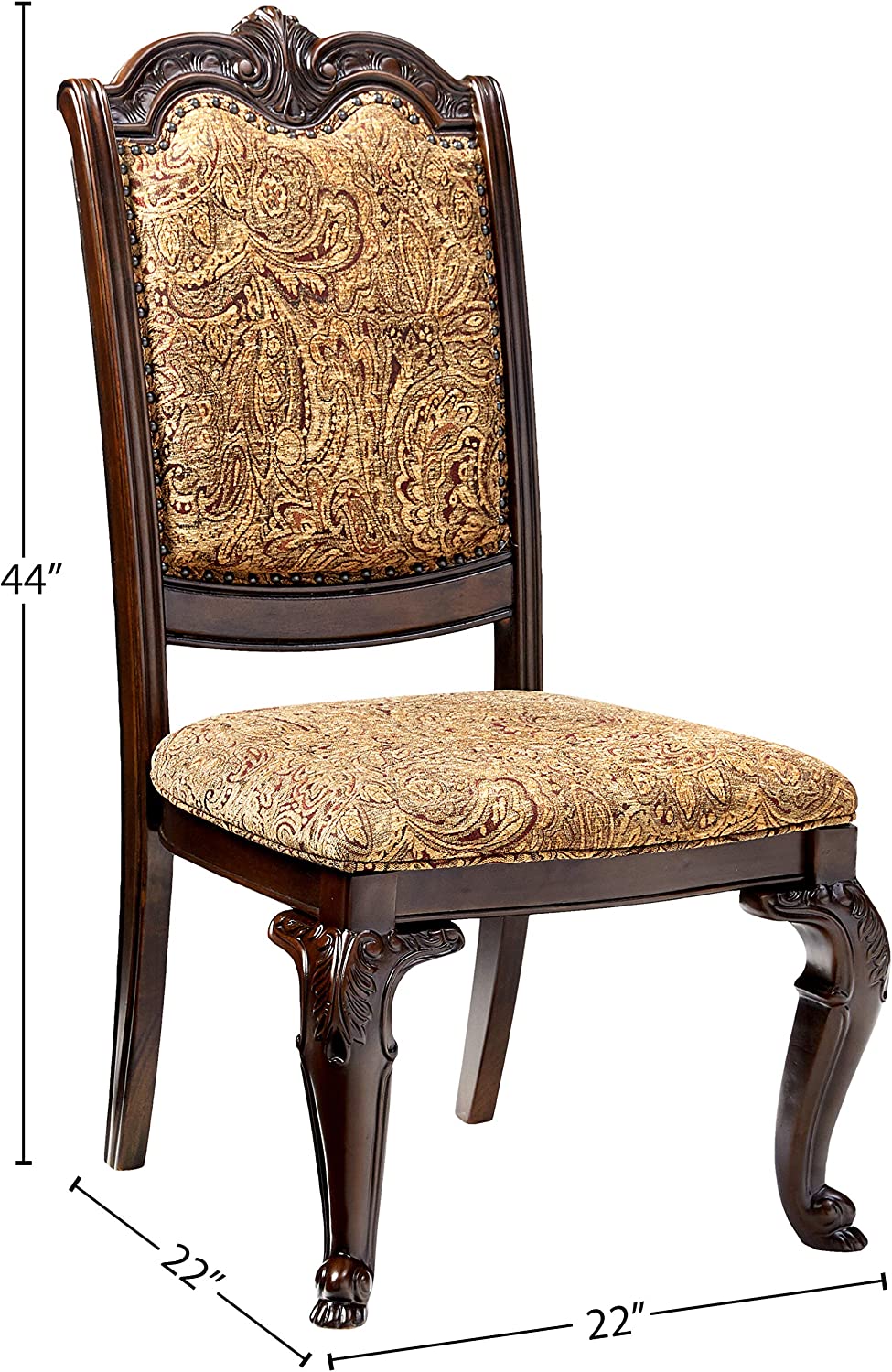 Traditional Formal Set Of 2 Side Chairs Brown Cherry Solid Wood Chair Padded Fabric Upholstered Seat Kitchen Dining Room Furniture Dark Brown Brown Dining Room Luxury,Traditional Dining Chairs Rubberwood Solid Back Solid Wood