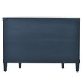Accent Storage Cabinet Sideboard Wooden Cabinet With Antique Pattern Doors For Hallway, Entryway, Living Room Navy Blue Mdf