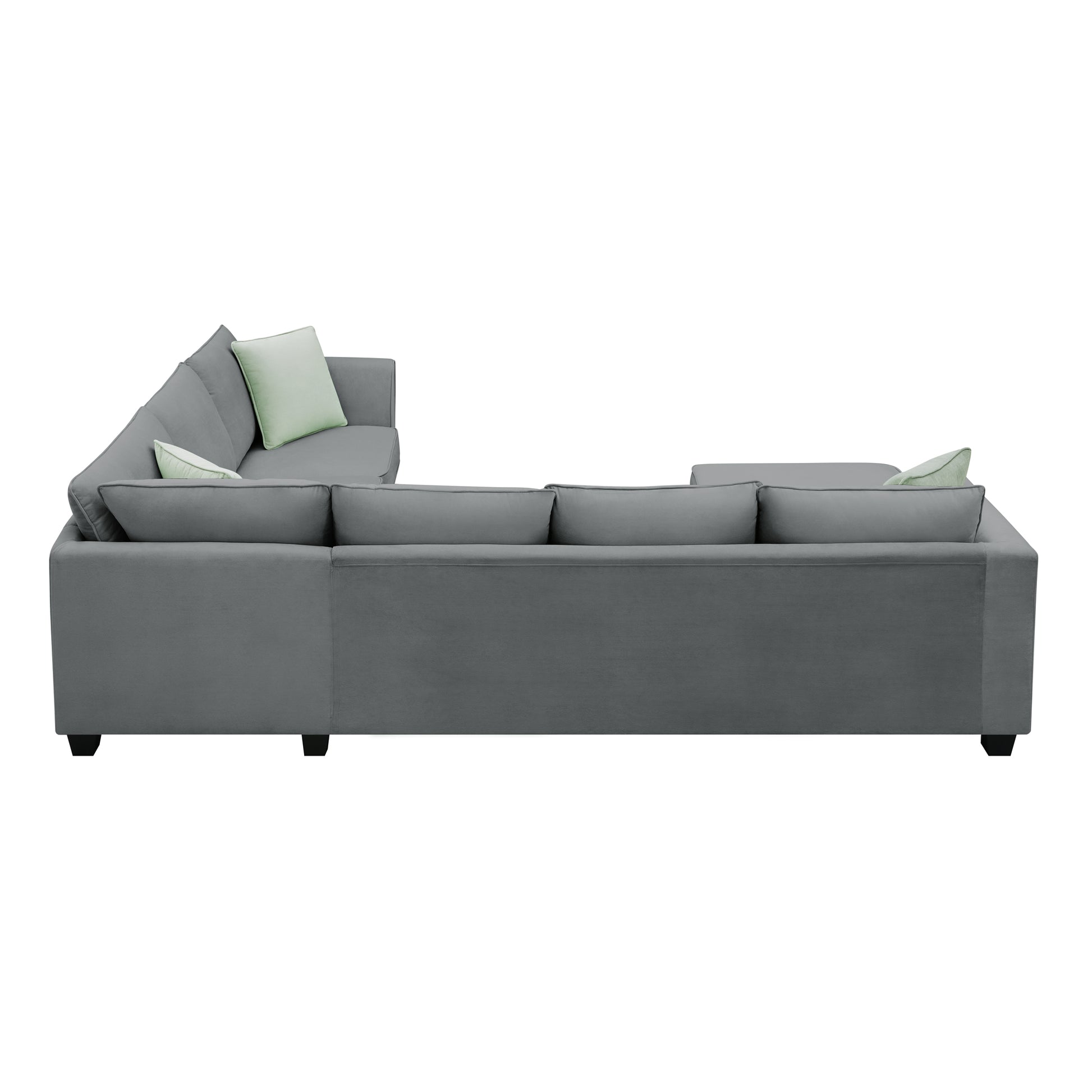 112*87" Sectional Sofa Couches Living Room Sets, 7 Seats Modular Sectional Sofa With Ottoman, L Shape Fabric Sofa Corner Couch Set With 3 Pillows, Grey Of Gs008210Aag Grey Fabric 8 Seat