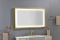 48 In. W X 30 In. H Oversized Rectangular Gold Framed Led Mirror Anti Fog Dimmable Wall Mount Bathroom Vanity Mirrorwall Mirror Kit For Gym And Dance Studio Gold Aluminium