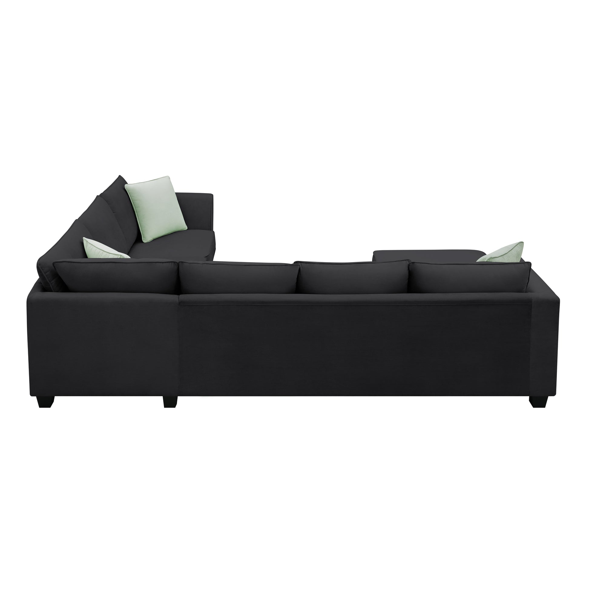 112*87" Sectional Sofa Couches Living Room Sets, 7 Seats Modular Sectional Sofa With Ottoman, L Shape Fabric Sofa Corner Couch Set With 3 Pillows, Black Of Gs008210Aab Black Fabric 7 Seat