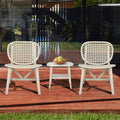 3 Pieces Hollow Design Retro Patio Table Chair Set All Weather Conversation Bistro Set Outdoor Table With Open Shelf And Lounge Chairs With Widened Seat For Balcony Garden Yard White White Polypropylene