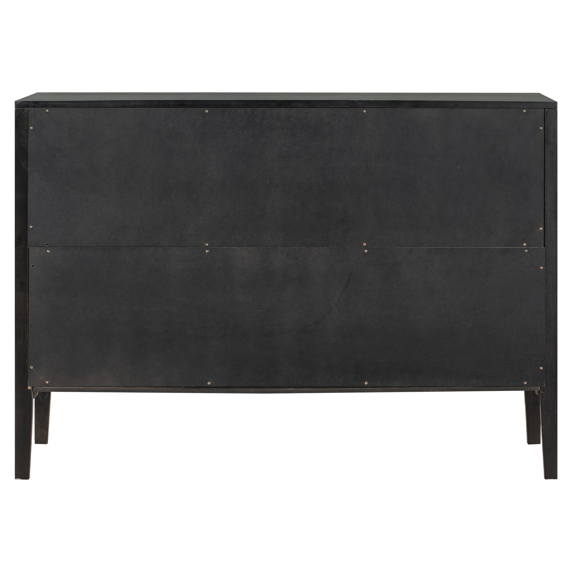 Storage Cabinet Sideboard Wooden Cabinet With 2 Metal Handles And 2 Doors For Hallway, Entryway, Living Room Black Mdf