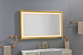 48 In. W X 30 In. H Oversized Rectangular Gold Framed Led Mirror Anti Fog Dimmable Wall Mount Bathroom Vanity Mirrorwall Mirror Kit For Gym And Dance Studio Gold Aluminium