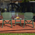 3 Pieces Hollow Design Retro Patio Table Chair Set All Weather Conversation Bistro Set Outdoor Table With Open Shelf And Lounge Chairs With Widened Seat For Balcony Garden Yard Green Green Polypropylene