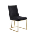 Dining Chairs, Velvet Upolstered Side Chair, Gold Metal Legs Set Of 2 Black Black Foam Metal