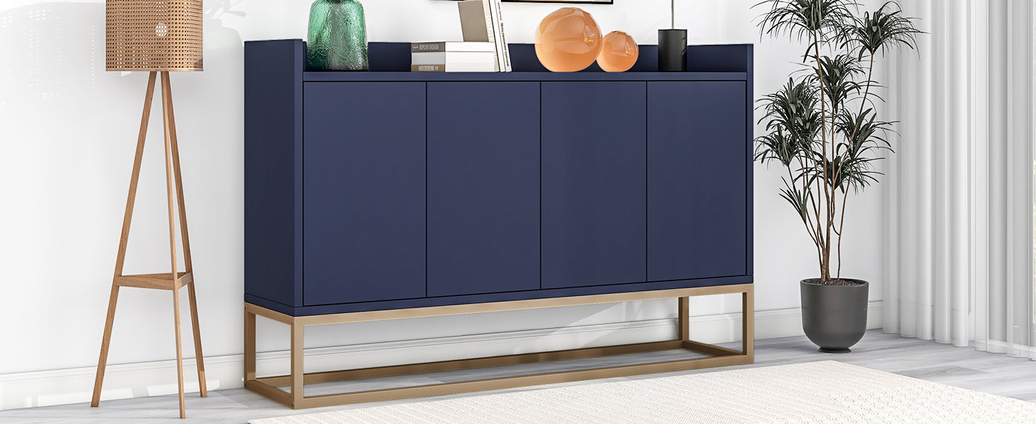 Modern Sideboard Elegant Buffet Cabinet With Large Storage Space For Dining Room, Entryway Navy Navy Particle Board