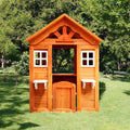 All Wooden Kids Playhouse With 2 Windows And Flowerpot Holder,42