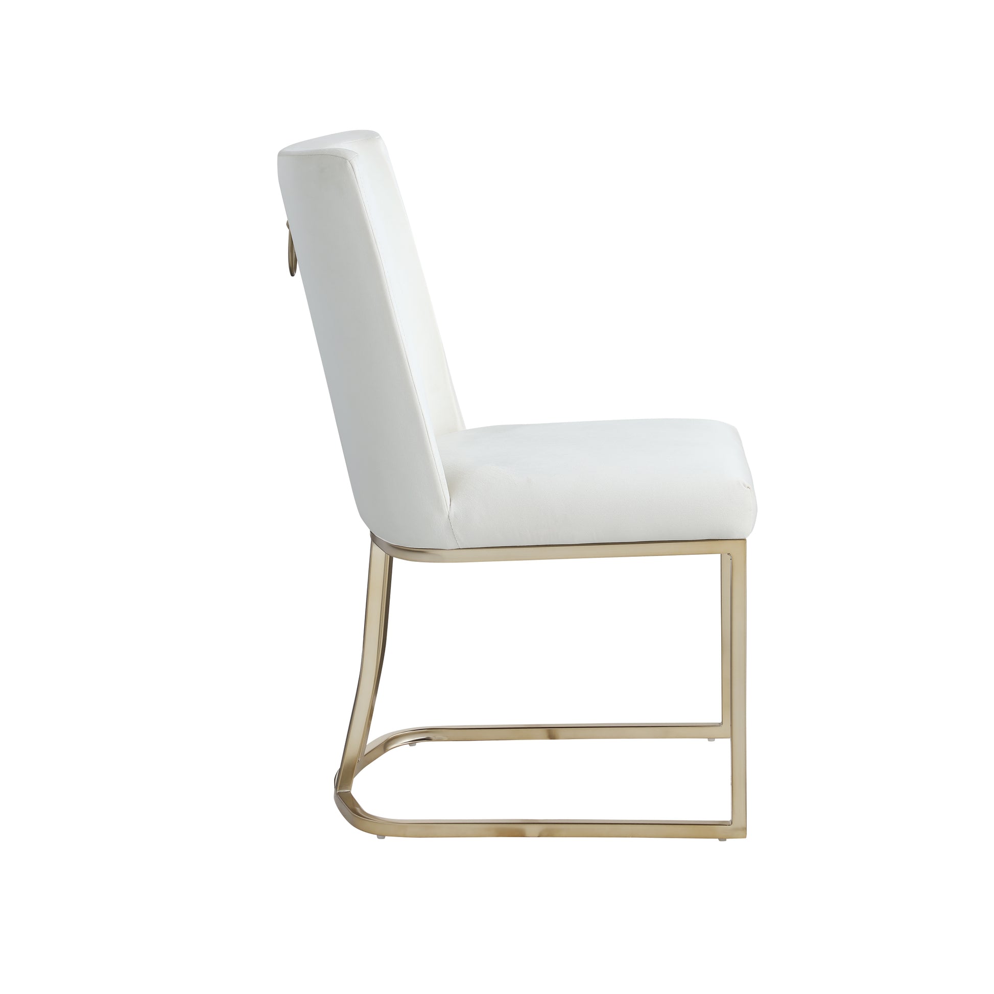 Dining Chairs, Velvet Upolstered Side Chair, Gold Metal Legs Set Of 2 White White Foam Metal