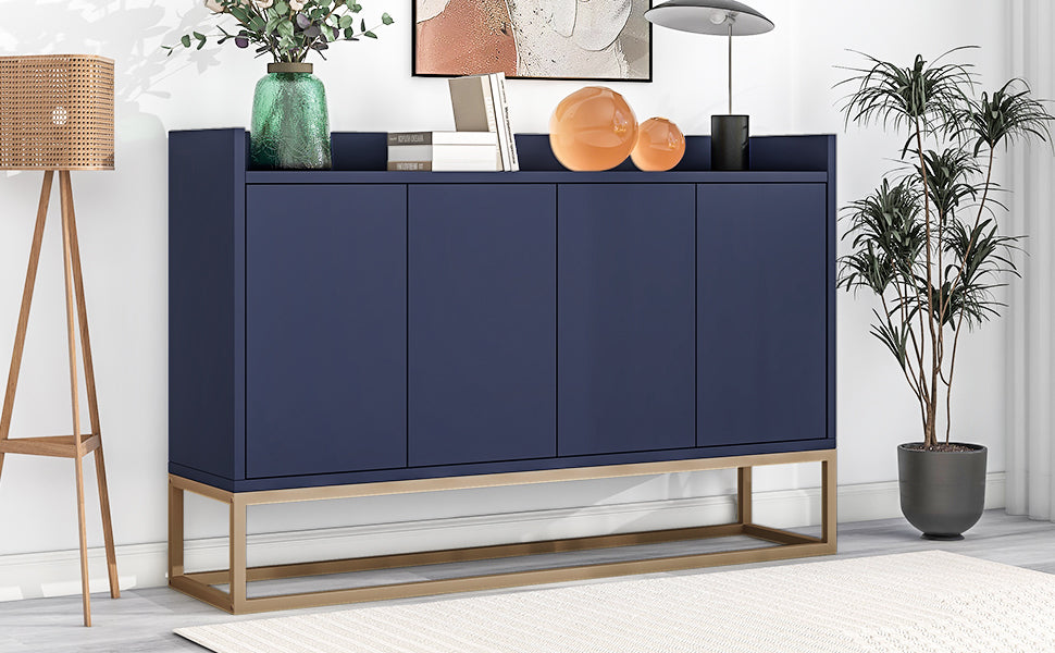 Modern Sideboard Elegant Buffet Cabinet With Large Storage Space For Dining Room, Entryway Navy Navy Particle Board