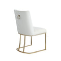 Dining Chairs, Velvet Upolstered Side Chair, Gold Metal Legs Set Of 2 White White Foam Metal