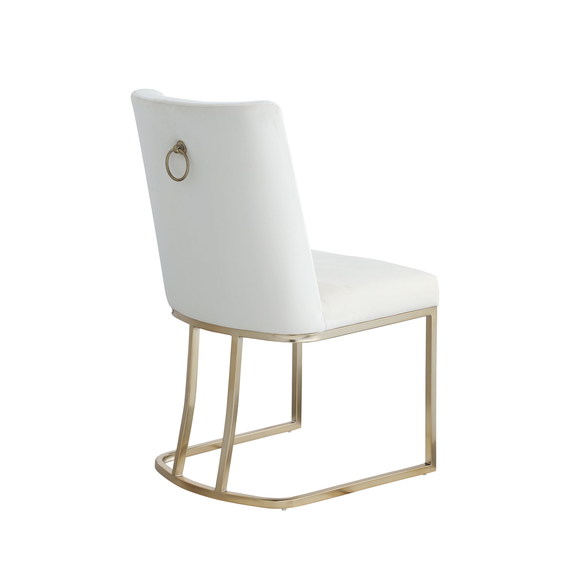 Dining Chairs, Velvet Upolstered Side Chair, Gold Metal Legs Set Of 2 White White Foam Metal