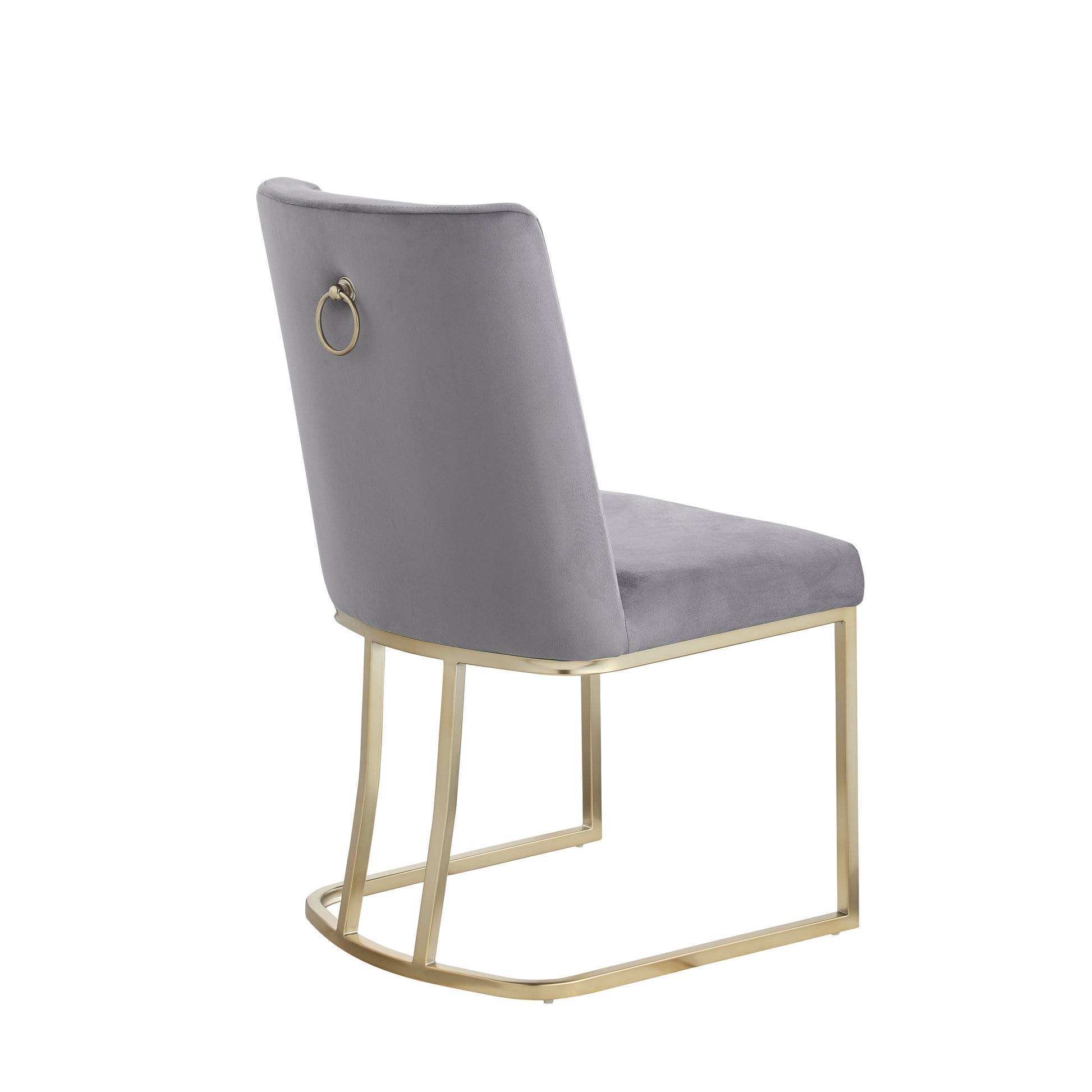 Dining Chairs, Velvet Upolstered Side Chair, Gold Metal Legs Set Of 2 Gray Gray Foam Metal