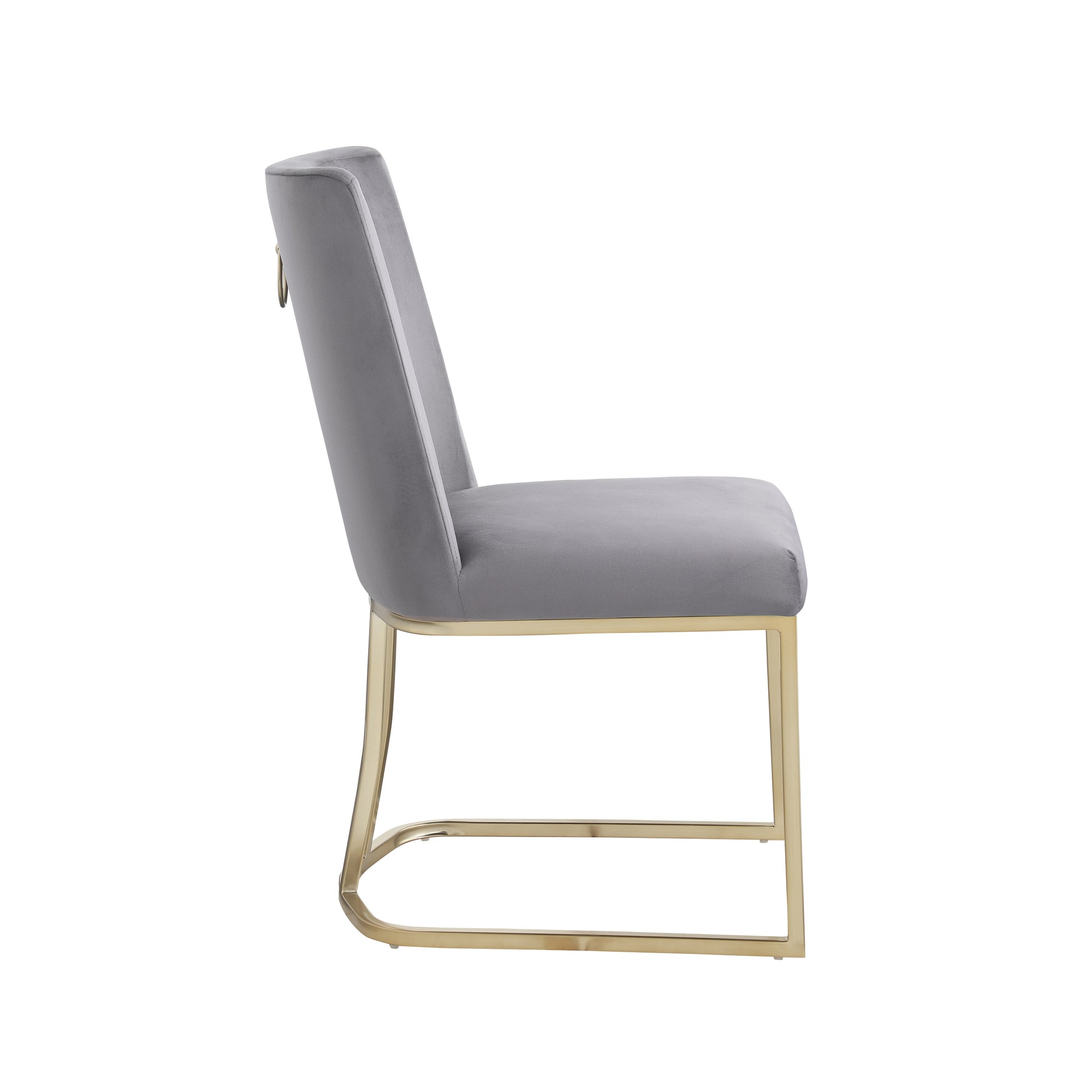 Dining Chairs, Velvet Upolstered Side Chair, Gold Metal Legs Set Of 2 Gray Gray Foam Metal