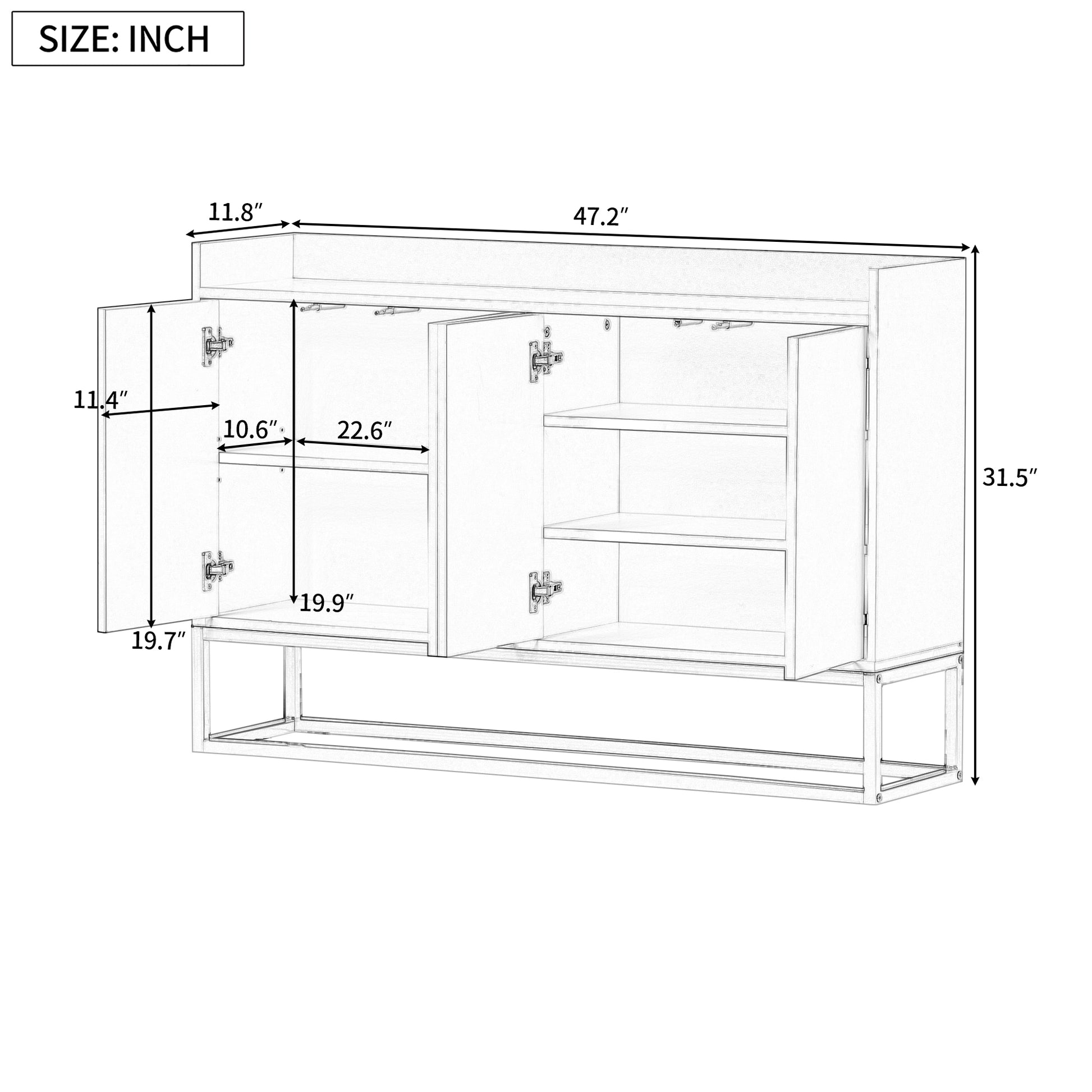 Modern Sideboard Elegant Buffet Cabinet With Large Storage Space For Dining Room, Entryway Black Black Particle Board