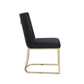 Dining Chairs, Velvet Upolstered Side Chair, Gold Metal Legs Set Of 2 Black Black Foam Metal