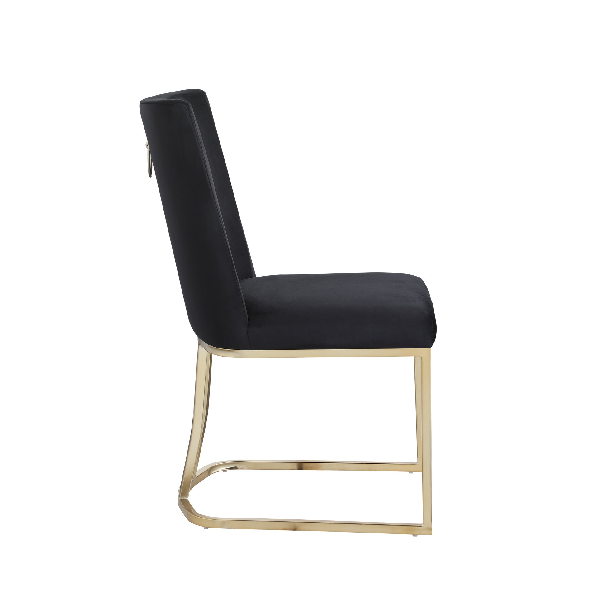 Dining Chairs, Velvet Upolstered Side Chair, Gold Metal Legs Set Of 2 Black Black Foam Metal