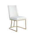 Dining Chairs, Velvet Upolstered Side Chair, Gold Metal Legs Set Of 2 White White Foam Metal