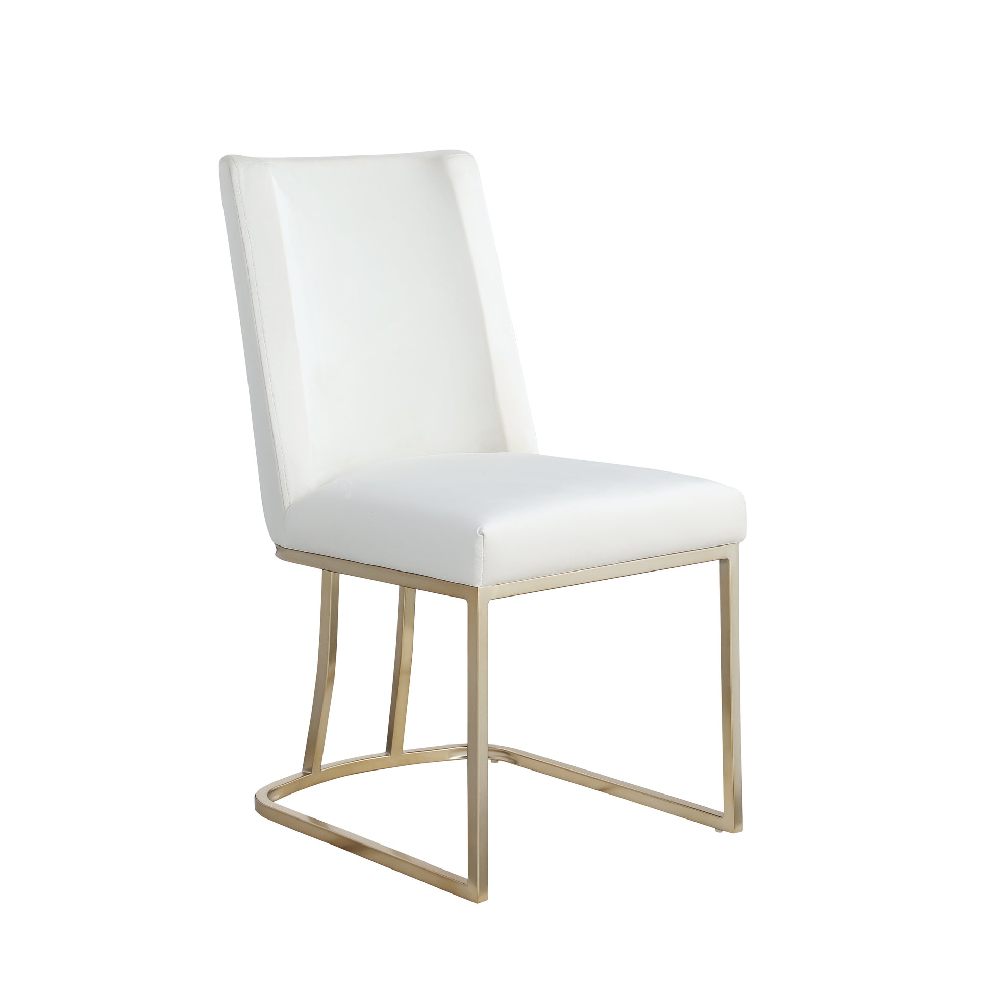 Dining Chairs, Velvet Upolstered Side Chair, Gold Metal Legs Set Of 2 White White Foam Metal