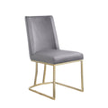 Dining Chairs, Velvet Upolstered Side Chair, Gold Metal Legs Set Of 2 Gray Gray Foam Metal