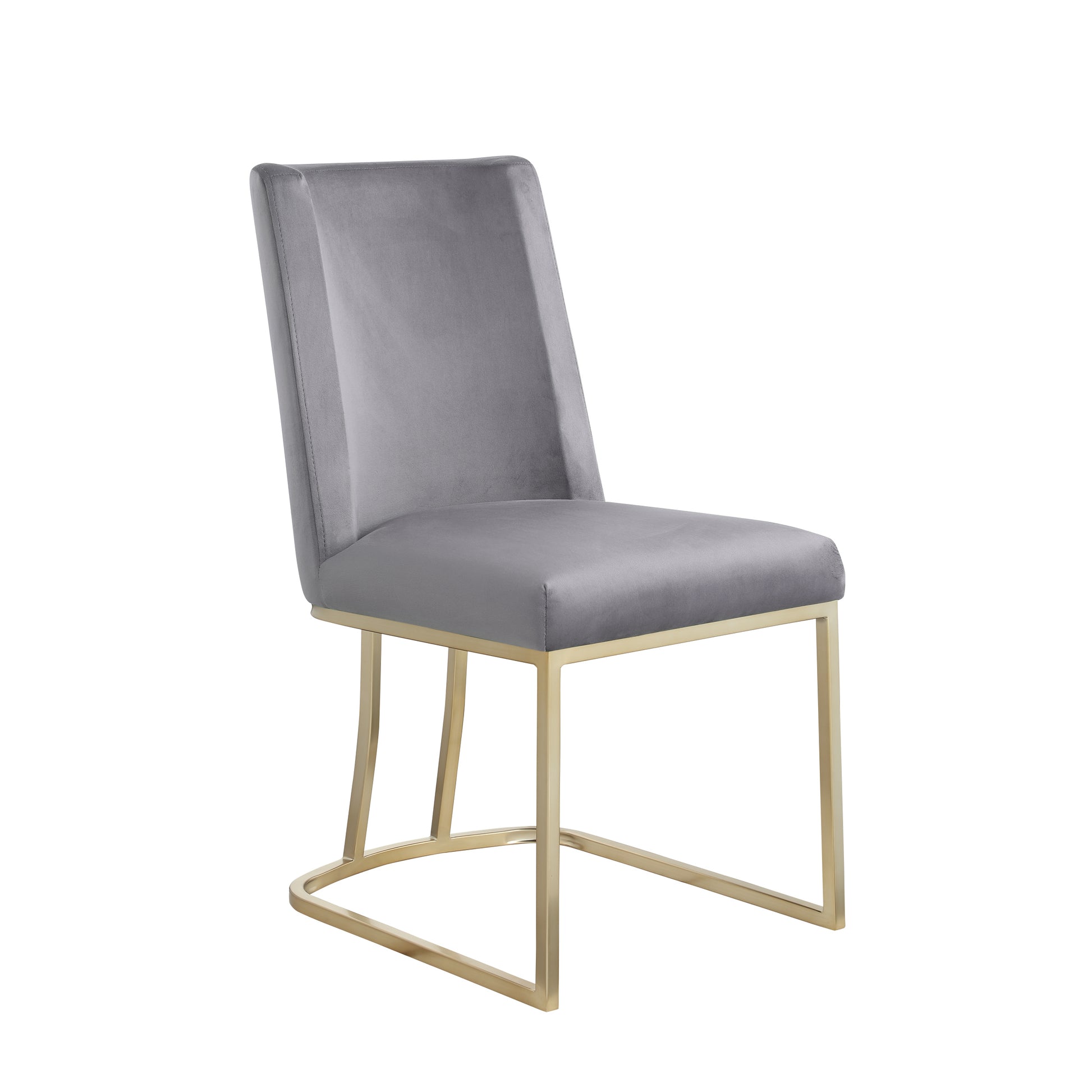 Dining Chairs, Velvet Upolstered Side Chair, Gold Metal Legs Set Of 2 Gray Gray Foam Metal