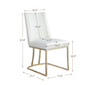 Dining Chairs, Velvet Upolstered Side Chair, Gold Metal Legs Set Of 2 White White Foam Metal