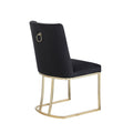 Dining Chairs, Velvet Upolstered Side Chair, Gold Metal Legs Set Of 2 Black Black Foam Metal