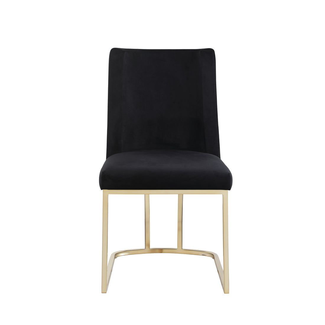 Dining Chairs, Velvet Upolstered Side Chair, Gold Metal Legs Set Of 2 Black Black Foam Metal