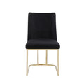 Dining Chairs, Velvet Upolstered Side Chair, Gold Metal Legs Set Of 2 Black Black Foam Metal