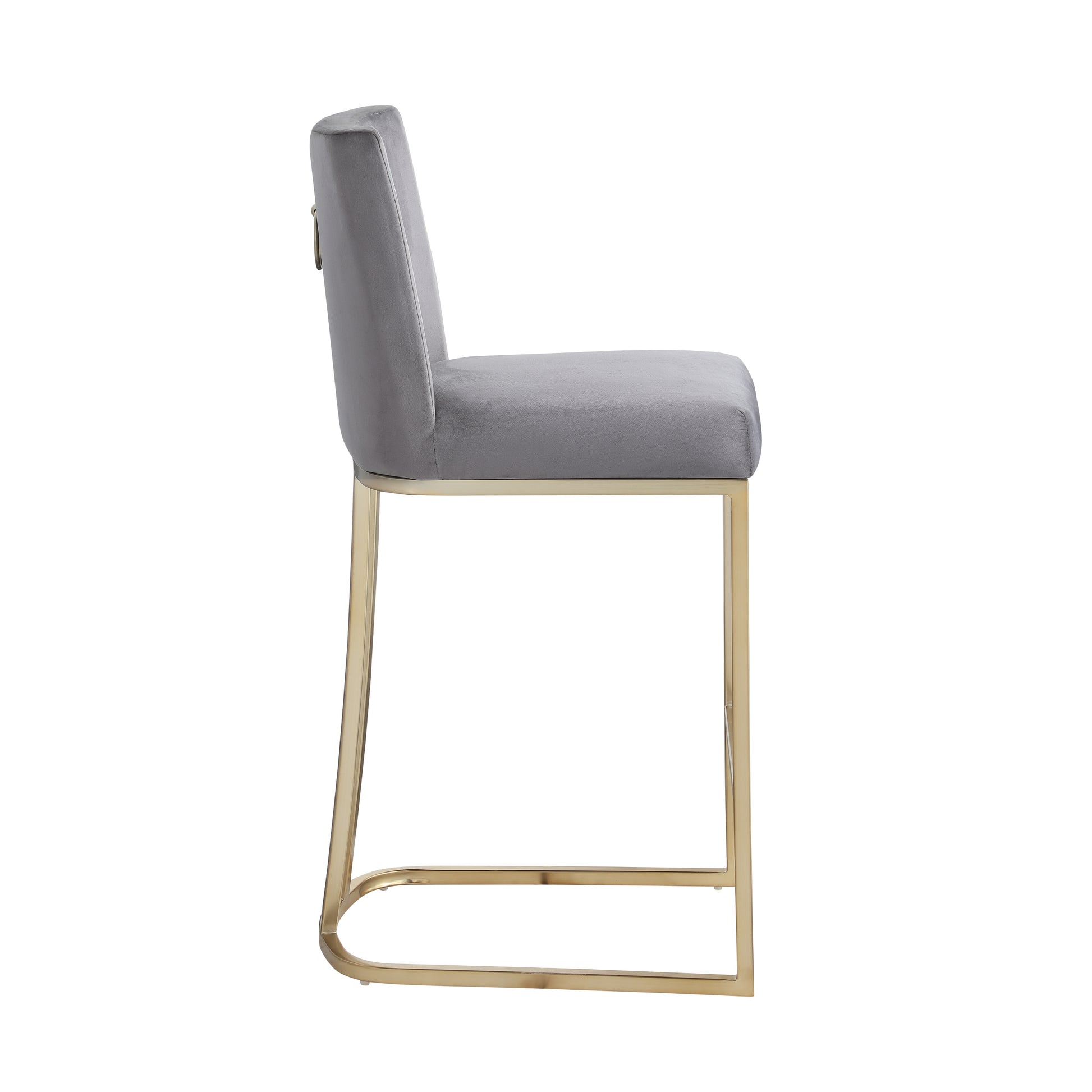 Bar Stools Set Of 2 Counter Height 26" Bar Stools With Back, Gold Brushed Barstools Modern Velvet Fabric Kitchen Stools For Counter Pub, Upholstered Dining Chairs Gray Gray Foam Metal